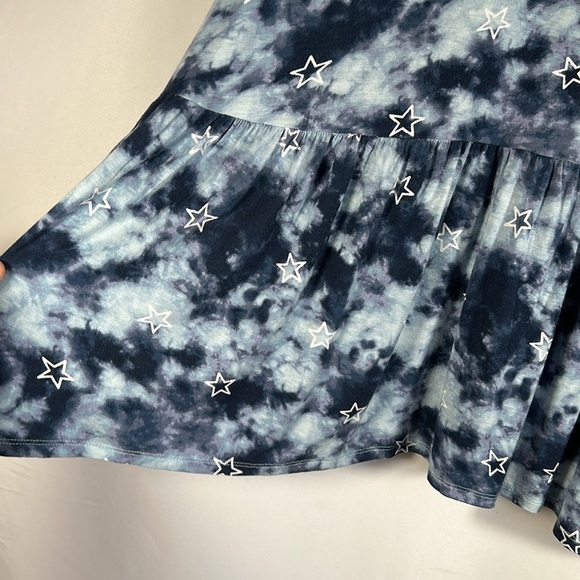 Lane Bryant Blue Tie Dye Star Babydoll Knit Stretchy Top - Picture 3 of 7